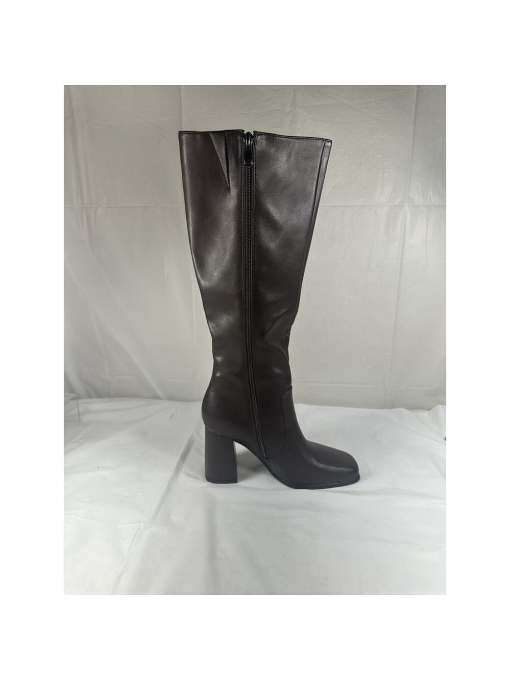 Modatope Knee High Boots Chunky Heel Square Toe Brown Size 6.5 New - Picture 7 of 16